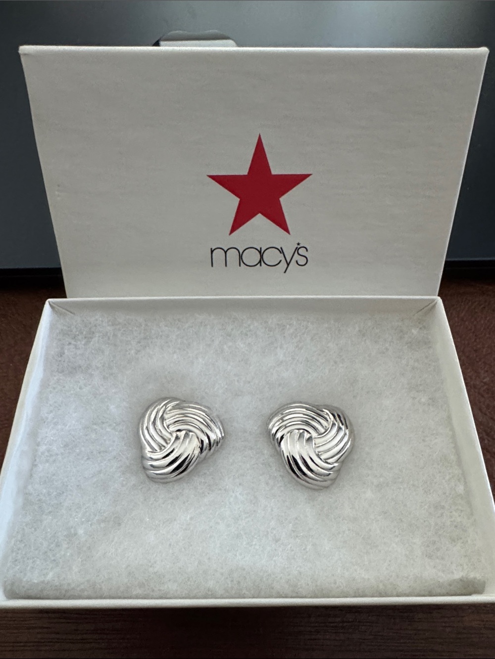 Macy's Shiny Silver Rope-Knot Stud Earrings